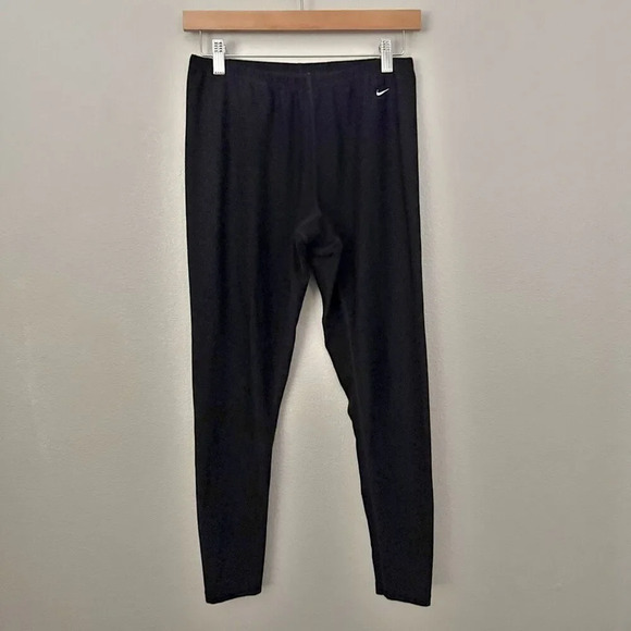 NIKE | Leggings Solid Black Elastic Waist Sweatpants Athletic Logo | Medium - Picture 2 of 7
